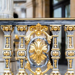 Designer Brass Staircase Railing With Classic Appeal Abstract Window Grill Design