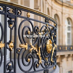Modern Brass Railing Design With Decorative Patterns Rectangular Grill Design