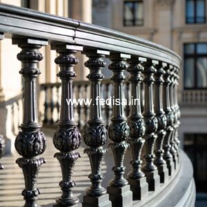 Stylish Brass Staircase Railing With Decorative Elements Balcony Front Grill Design