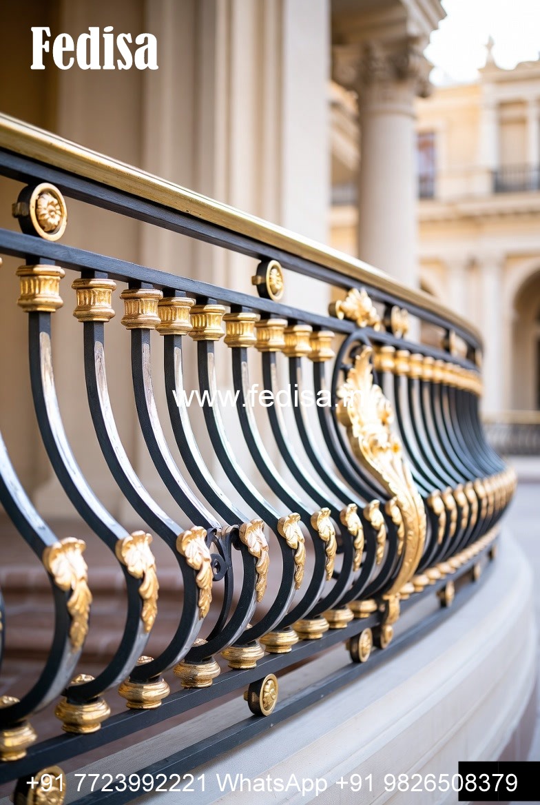 Heavy Brass Railing Design For Strong Support Window Grill Design Box