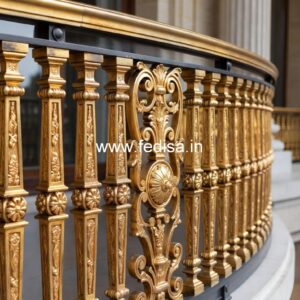 Brass Staircase Handrail Design For Modern Villas Half Round Door Grill Design