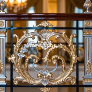 Designer Brass Stair Railing With Artistic Work Modern Grill Fence Design