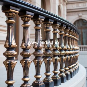 Luxury Brass Stair Railing With Designer Style Window Grill Decoration