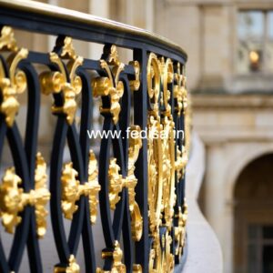 Designer Brass Handrail For Premium Staircases Gate Top Grill Design
