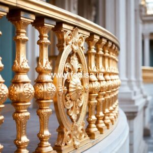 Luxury Brass Handrail Design For Staircase Interiors Steel Full Grill Design For Balcony