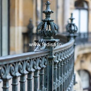 Modern Brass Staircase Railing With Premium Look Windows With Iron Grill Design