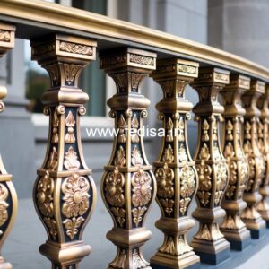 Stylish Brass Railing Design For Home Decor Modern House With Window Grills