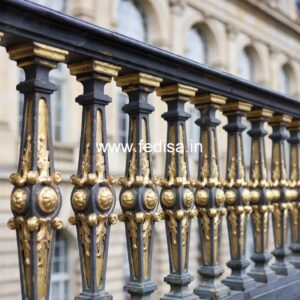 Brass Staircase Railing Design With Glass Panels Darvaja Grill Design