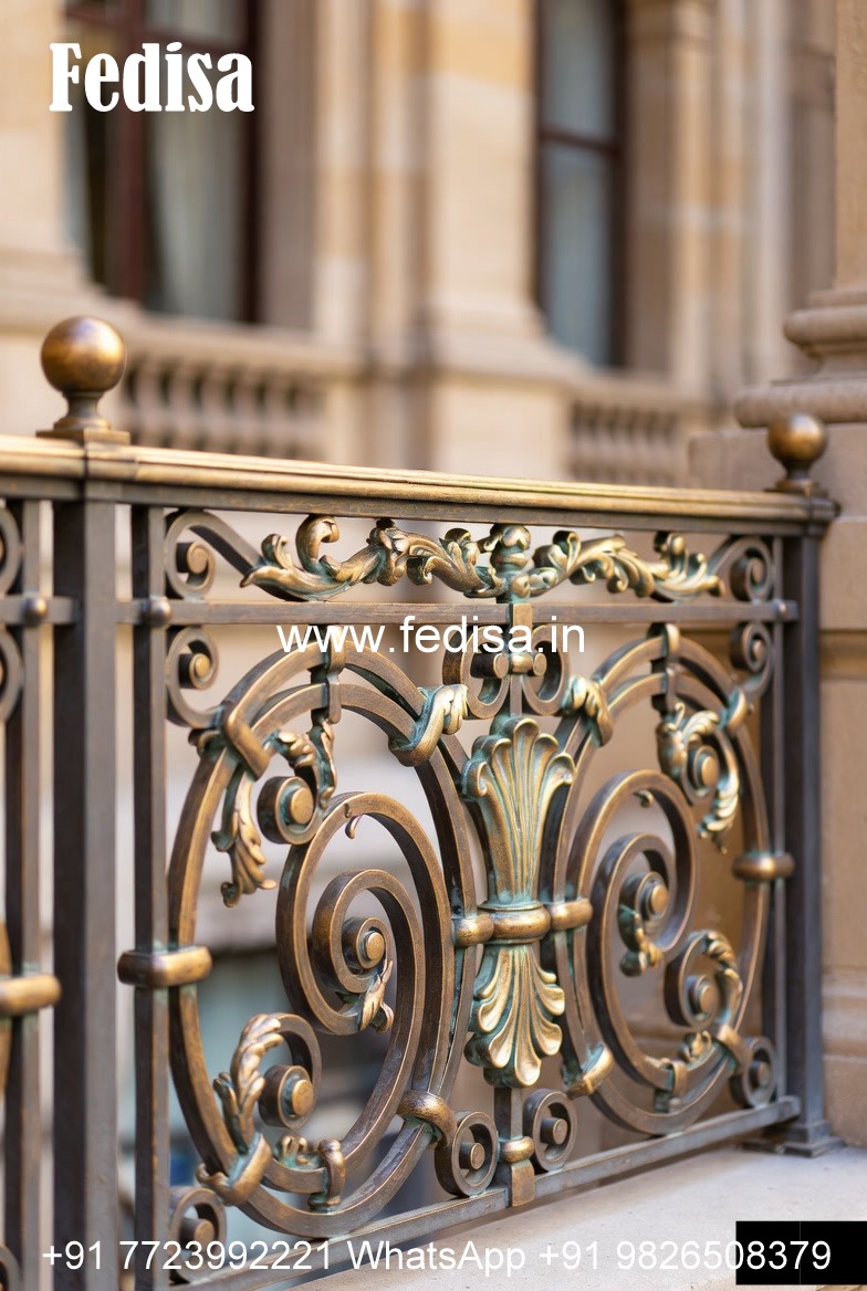 Modern Brass Staircase Railing With Glass Inserts Latest Simple Window Grill Design