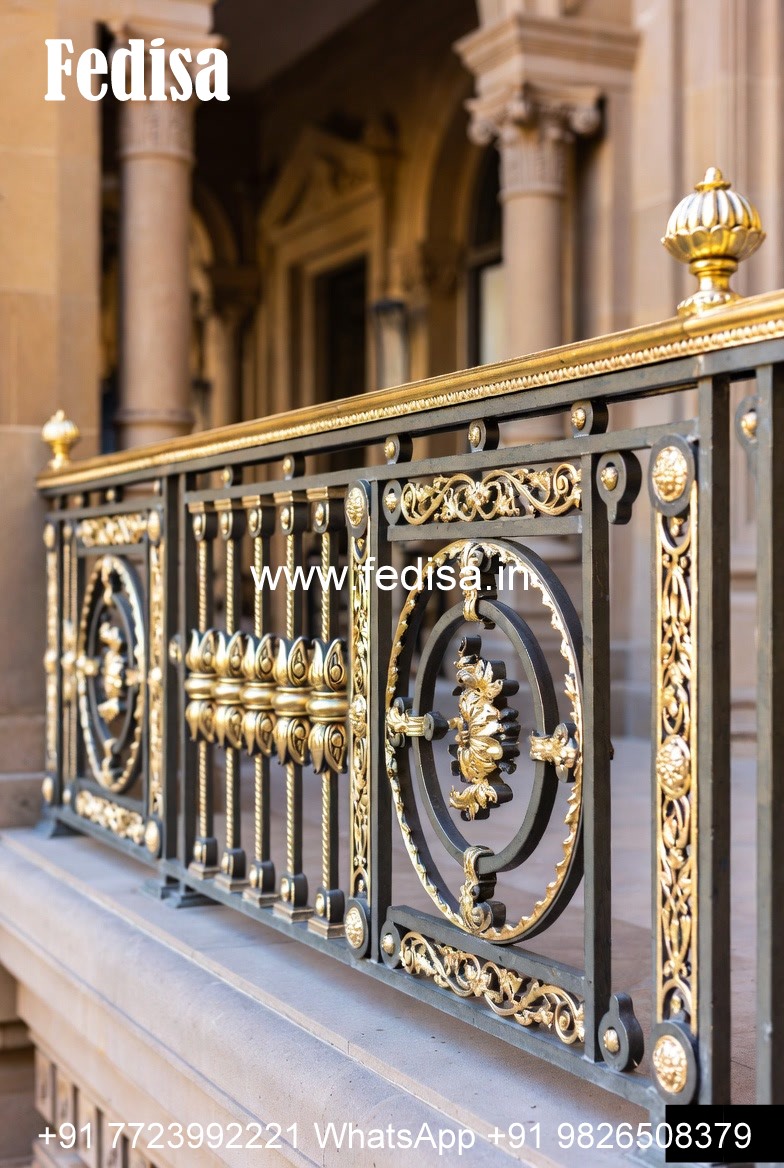 Stylish Brass Stair Railing For Interior Design Popular Window Grill Design