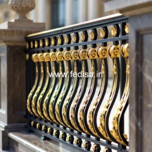Luxury Brass Railing Design For Stair Interiors Window Grill Leaf Design