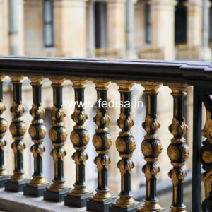 Designer Brass Stair Railing With Artistic Work Modern Grill Design Window