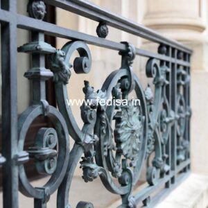 Elegant Brass Balcony Railing With Classic Design Steel Box Grill Design