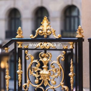 Decorative Brass Balcony Railing With Artistic Work Designs Of Stairs Inside House