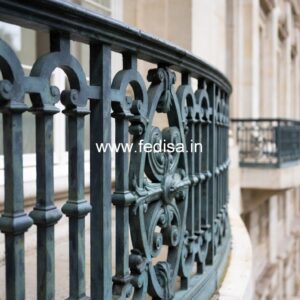 Stylish Brass Staircase Railing With Decorative Finish Outdoor Stairs Design