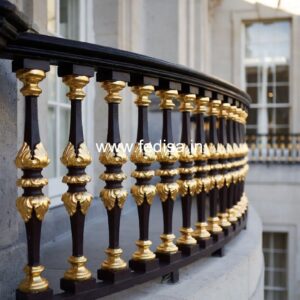 Modern Brass Railing Design With Decorative Patterns Indoor Wood Stair Railing Designs