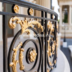 Designer Brass Staircase Railing For Luxury Homes Staircase Window Glass Design
