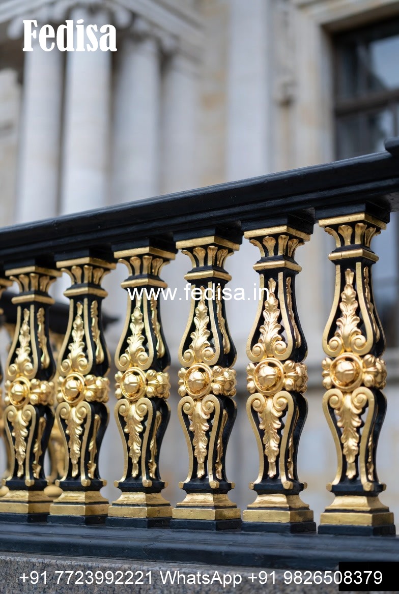 Elegant Brass Staircase Railing With Gold Finish Steel Staircase Design Outdoor