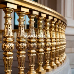 Modern Brass Balcony Railing With Sleek Finish Small Living Room With Stairs Layout