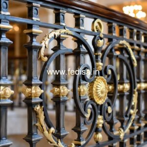 Elegant Brass Staircase Design With Decorative Finish Stainless Steel Stair Railing Design