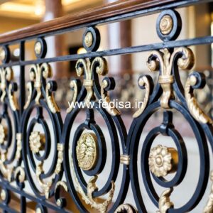 Luxury Brass Balcony Railing With Designer Finish Interior Concrete Stairs Design