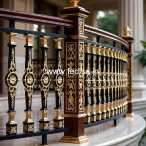 Modern Brass Balcony Railing With Stylish Appeal Outdoor Staircase Designs For Homes