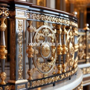 Elegant Brass Balcony Railing For Interior Decor Timber Staircase Design