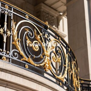 Elegant Brass Balcony Railing With Designer Style Iron Round Stairs Design