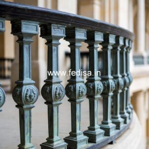 Stylish Brass Balcony Railing With Artistic Design Round Iron Stairs Design