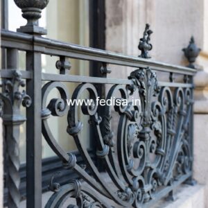 Luxury Brass Balcony Railing With Artistic Detailing Stair Design In Front Of House