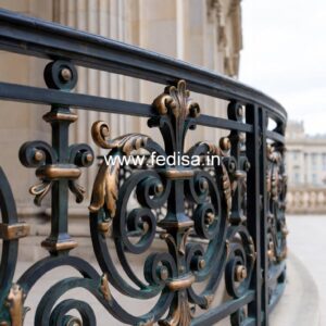 Decorative Brass Railing Design With Floral Patterns Small Living Room With Staircase