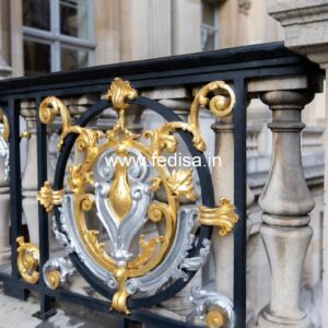 Elegant Brass Balcony Railing With Designer Look Cement Stair Design For Small House