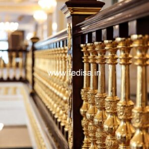 Elegant Brass Balcony Railing With Artistic Patterns Staircase Mirror Designs