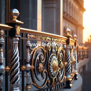 Brass Balcony Railing Design With Decorative Finish Black Modern Stair Railing