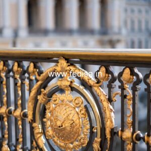 Decorative Brass Handrail With Artistic Detailing Stairs Side Grill Design
