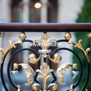 Luxury Brass Balcony Railing For Modern Architecture Spiral Design Stairs