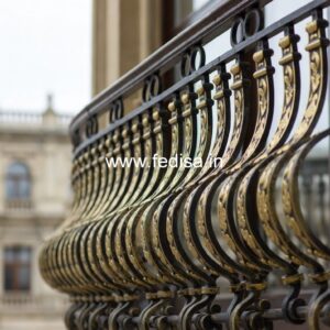 Elegant Brass Balcony Railing With Designer Style Staircase Design Wood And Glass