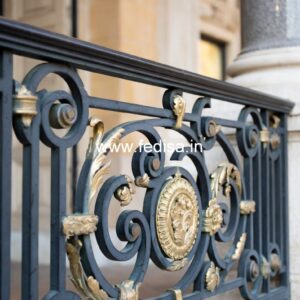 Modern Brass Railing Design With Stylish Finish Three Fold Stair Design