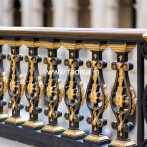 Antique Brass Railing Design For Royal Interiors Double Height Stair Wall Design