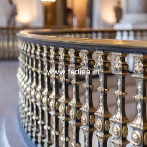 Brass Railing Design With Glass Combination Stair Bottom Design