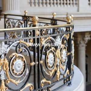 Brass Railing Design With Modern Finish Ceiling Design For Staircase