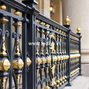 Antique Finish Brass Railing Design For Interiors Staircase Front Wall Design