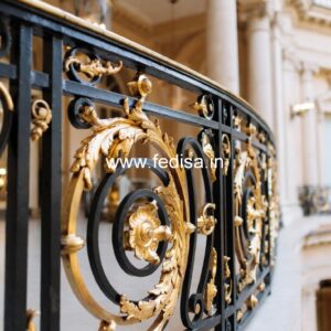 Stylish Brass Staircase Railing Design Staircase Design With Brick Wall
