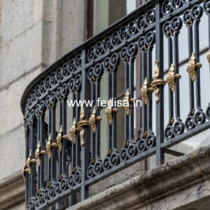 Designer Brass Staircase Railing With Custom Patterns Stairs With Landing Design
