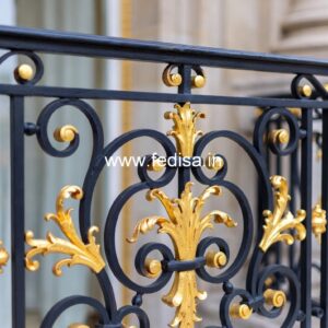 Brass Balcony Railing Design With Decorative Finish Spiral Staircase Inside House