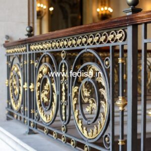 Premium Brass Balcony Railing With Fine Finish Glass Color Etching Designs For Staircase