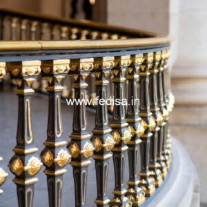 Luxury Brass Stair Railing Design For Villas Home Design With Front Stairs
