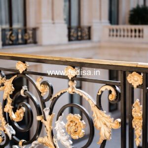 Luxury Brass Balcony Railing With Classic Style Modular Stairs Design