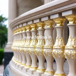 Modern Brass Balcony Railing With Elegant Appeal Double Molding Marble Stairs