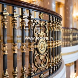 Luxury Brass Stair Railing With Designer Style Double L Shaped Staircase Design